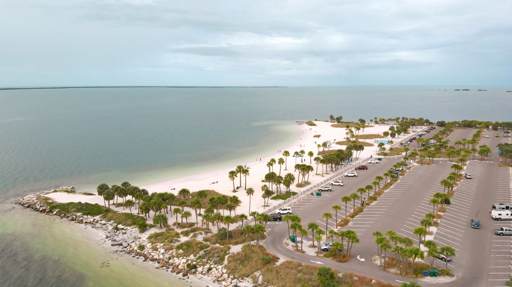 This overhead shot of one of the best beaches in Tampa shows the vast open water which makes it perfect for water sport activities. 