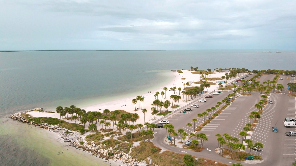 This overhead shot of one of the best beaches in Tampa shows the vast open water which makes it perfect for water sport activities.
