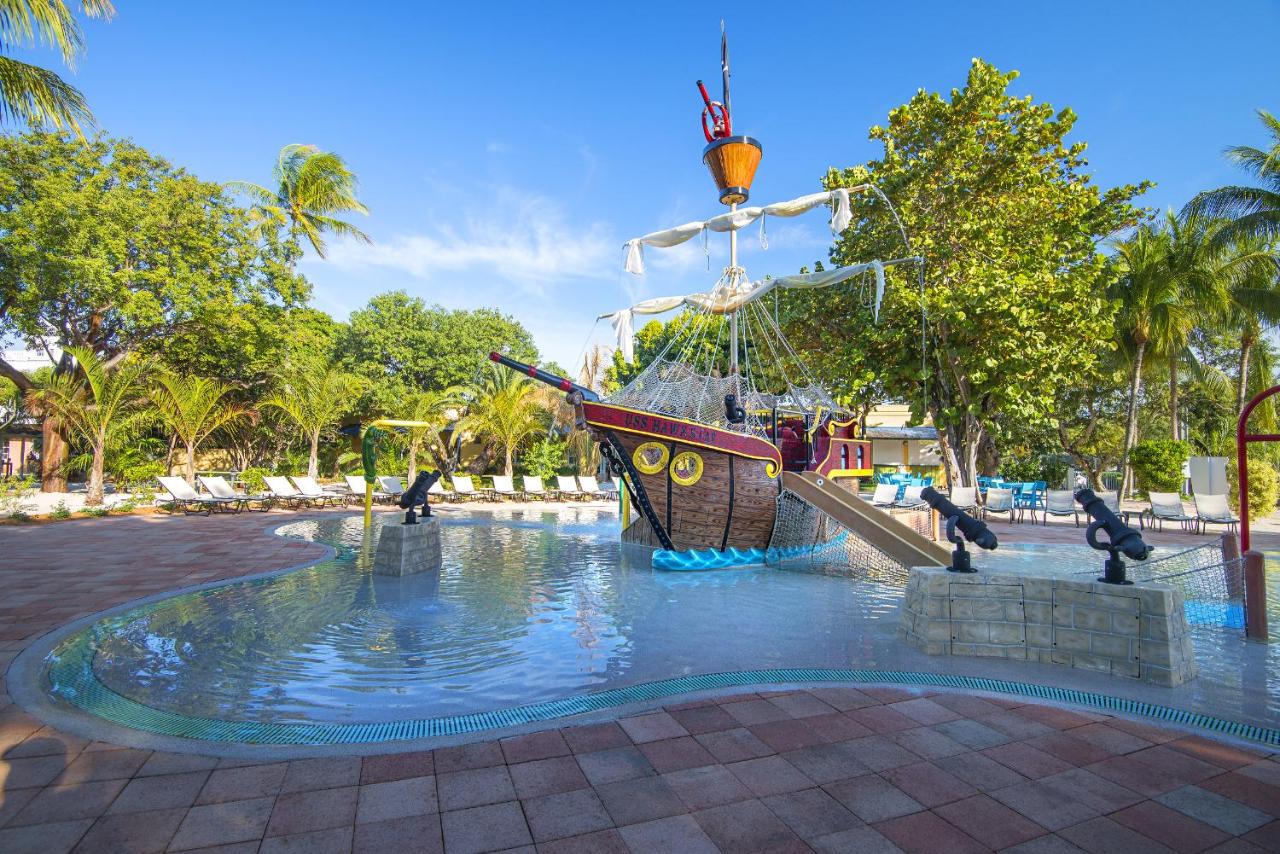 The pirate ship splash pad and water playground for kids at the Hawks cay Resort in the Florida Keys