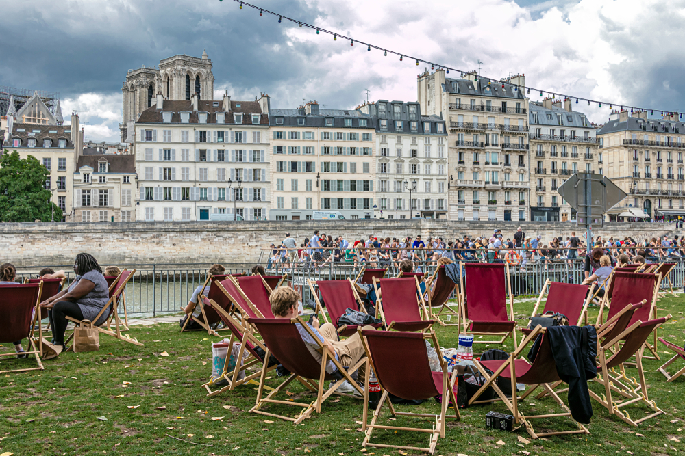 View from Paris beach, place of relaxation arranged by the Town hall for Tourists and Parisians.