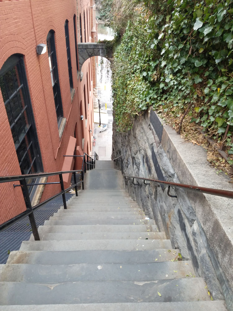 an image looking down over the steps featured in the film The Exorcist, one of the must visit spots on our list of the best things to do in Georgetown