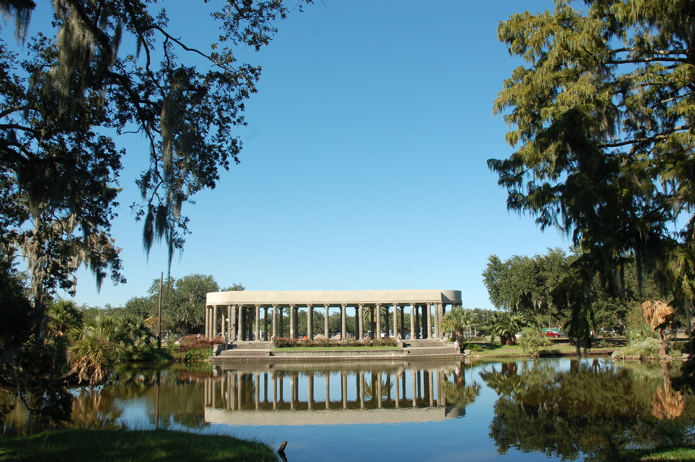 city park with a lake