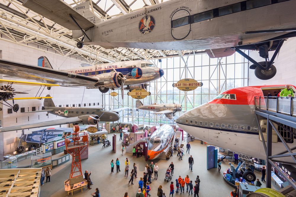 a photo of inside the natiraonl air and space museum in Washington D C this is a must visit for a weekend in Washington DC 