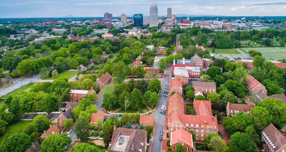 downtown winston-salem view from above showcasing north carolina weekend getaways