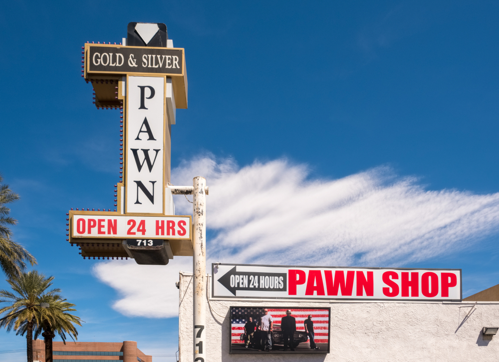 The exterior of the famous Gold & Silver Pawn Shop, a Las Vegas pawn shop with it's own TV show
