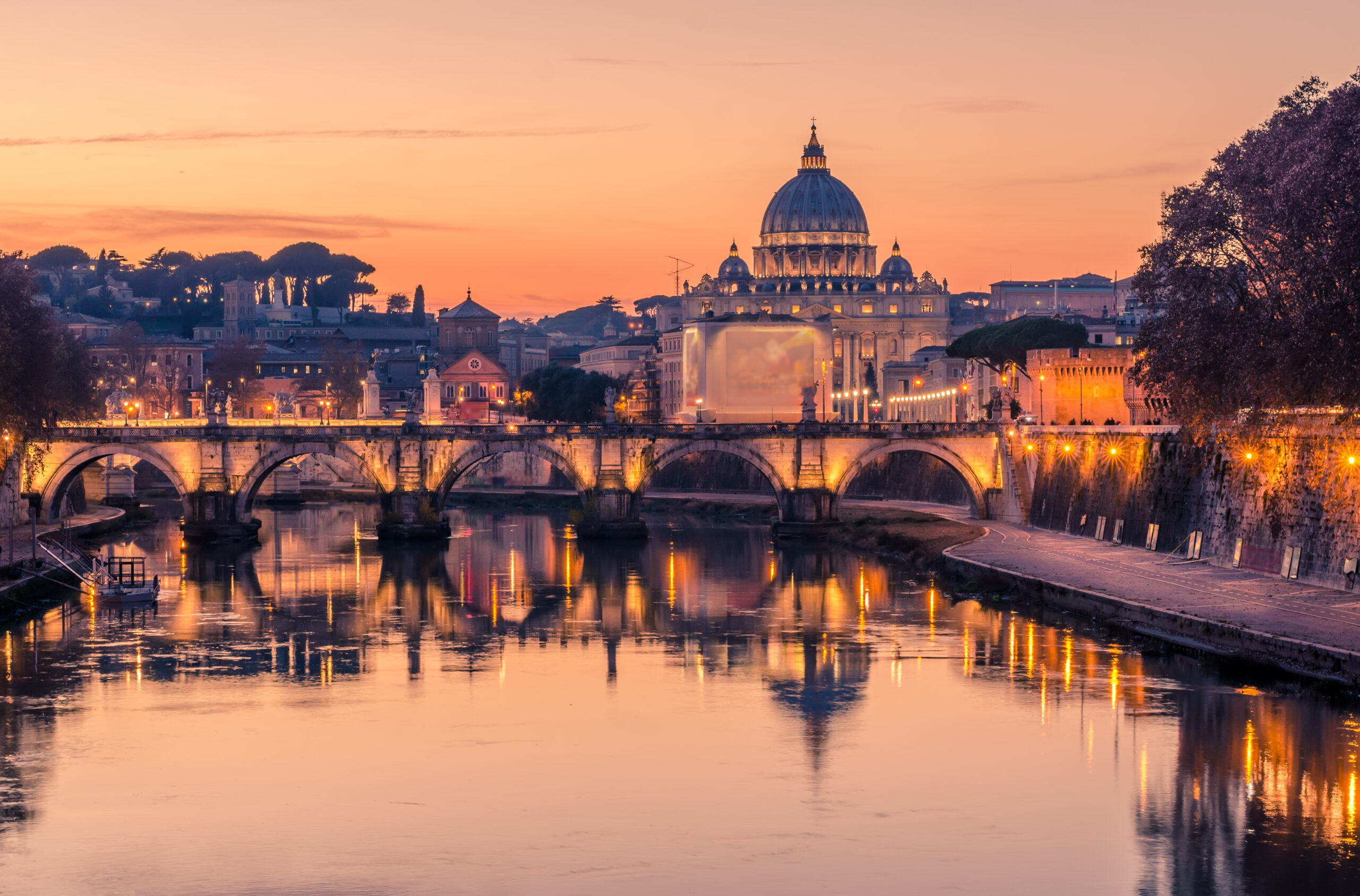 beautiful view of sunset in Rome 