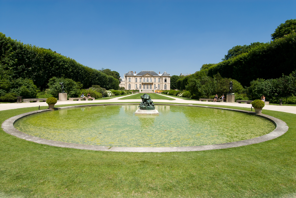 The Rodin Museum from the backside of the gardens overlooking the fountain and gardens