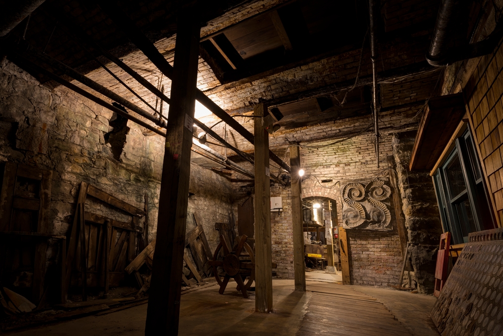 Old brick and wood building part of the Seattle Underground.