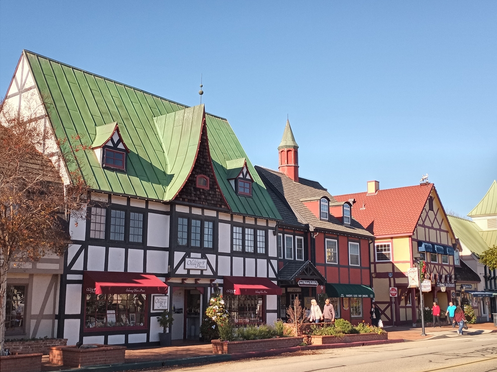 Danish Style Architecture in The Tourist Destination Solvang, California in an article about San Francisco to Los Angeles Road Trip
