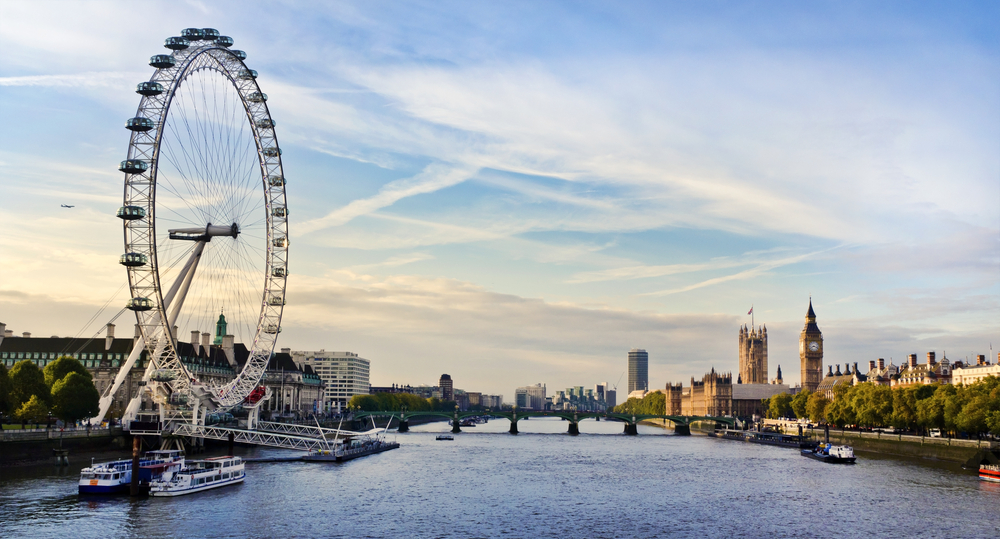 The iconic London Eye towering over the city of London