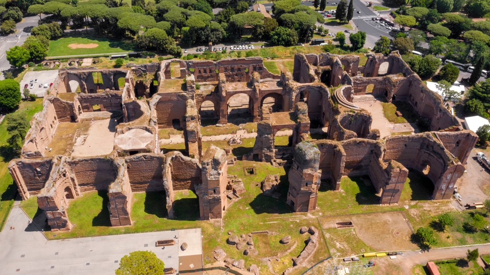 Aerial view of the epic Baths of Caracalla