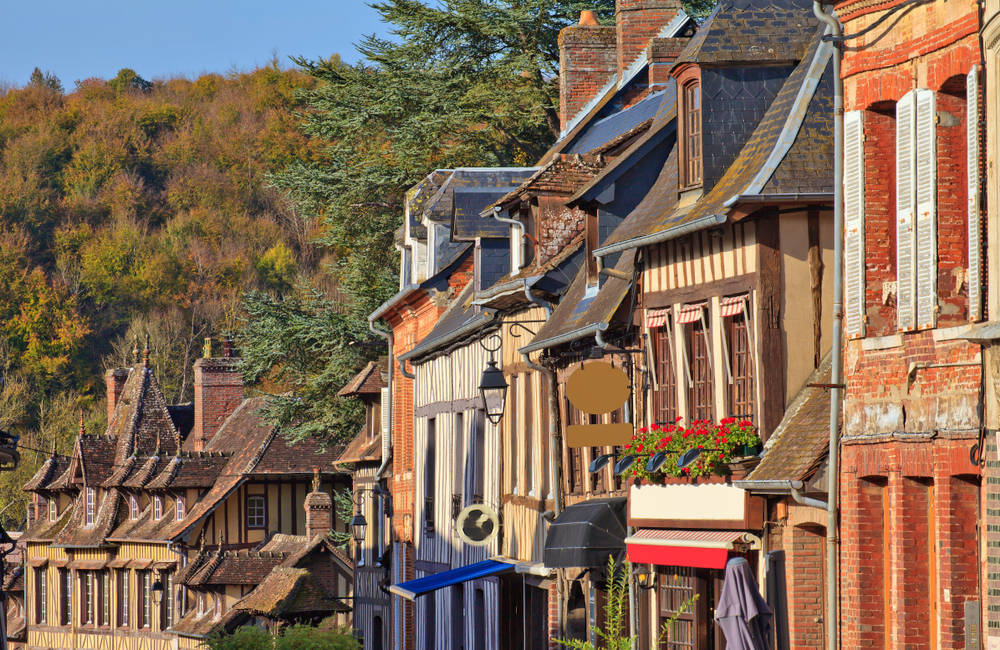 Lyons-la-forêt old french houses lining the streets. One of the towns of northern France. 