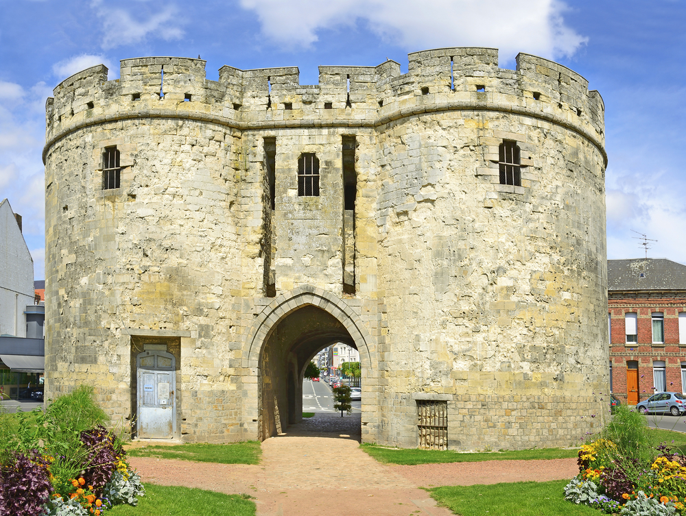 Cambrai, France - Porte de Paris, former Porte Saint-Sepulcre. The gate is the only remaining element of the ramparts, built at the end of the 14th Century.