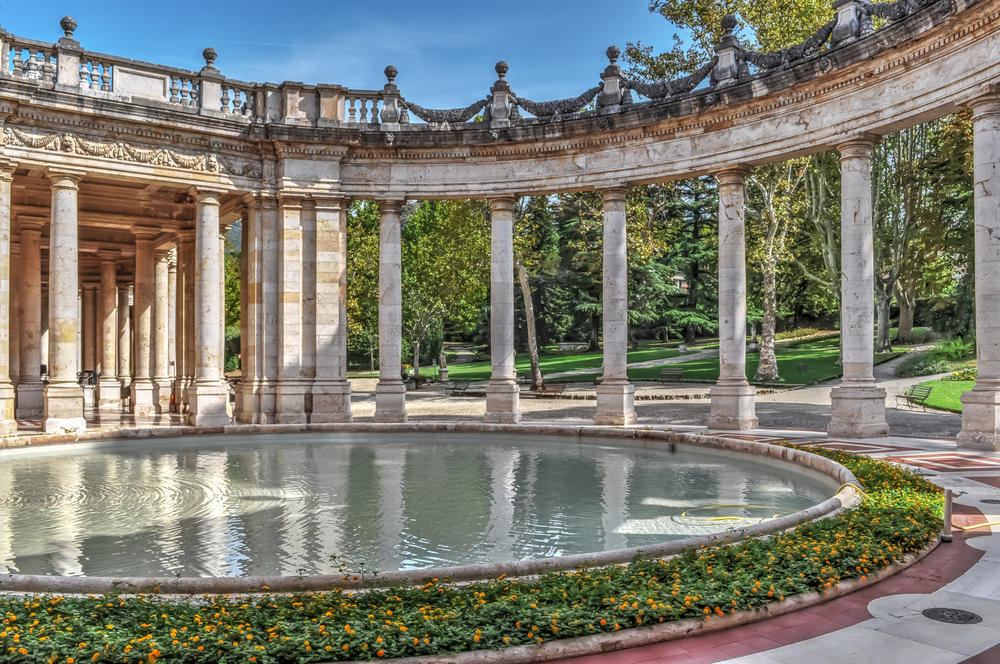 ancient thermal baths in Montecatini Terme, Tuscany. The structure is round and very elaborate. 