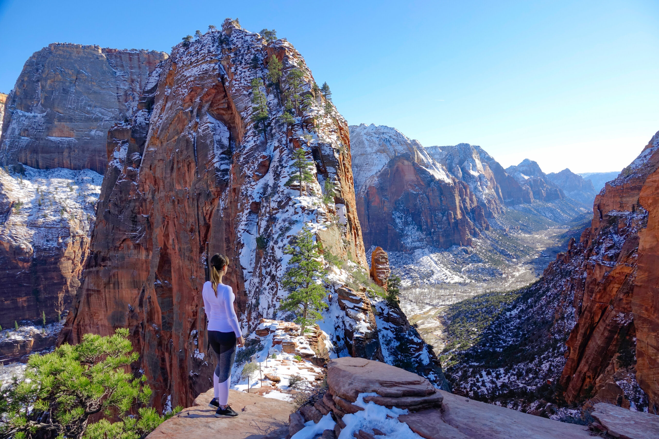 Epic view of Zion dusted with snow 