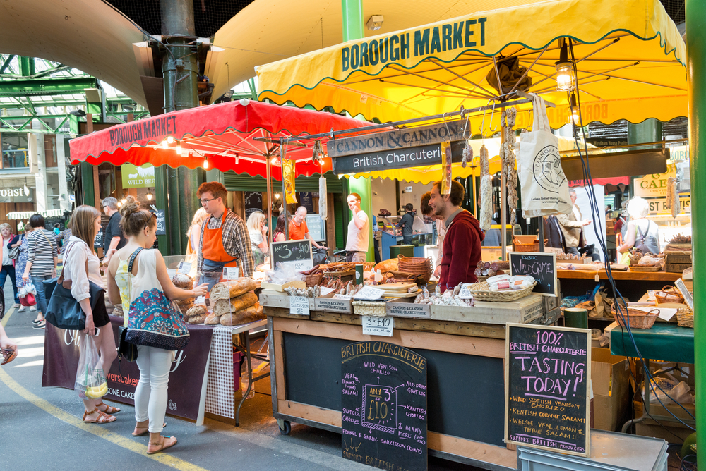 The borough market is the best place to grab lunch from one of te stalls you can taste a variety of dishes from around the world 