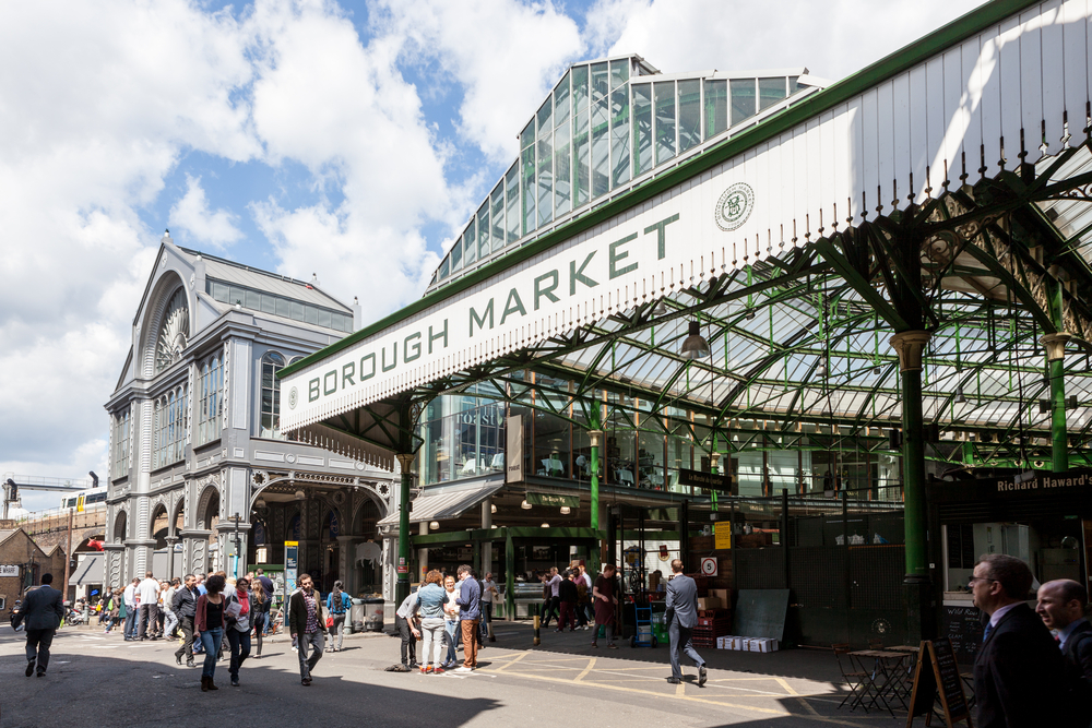 The borough market entrance of one off the best food halls in London