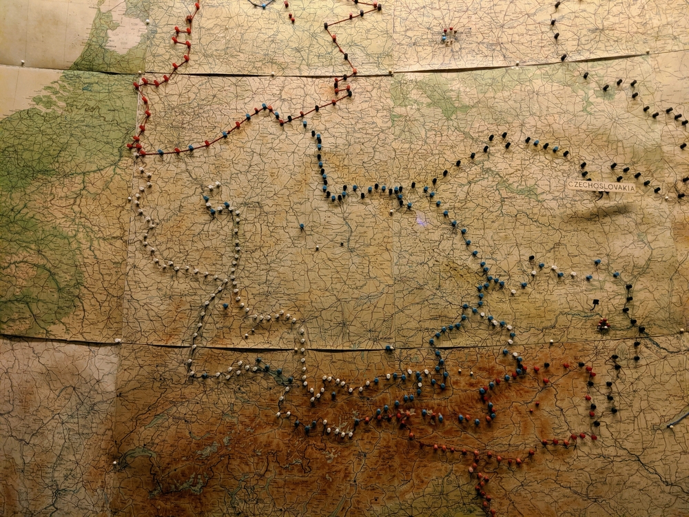 a map of WWII occupation inside the Churchill War Room 