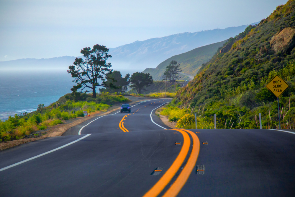 Winding highway long the California coast.