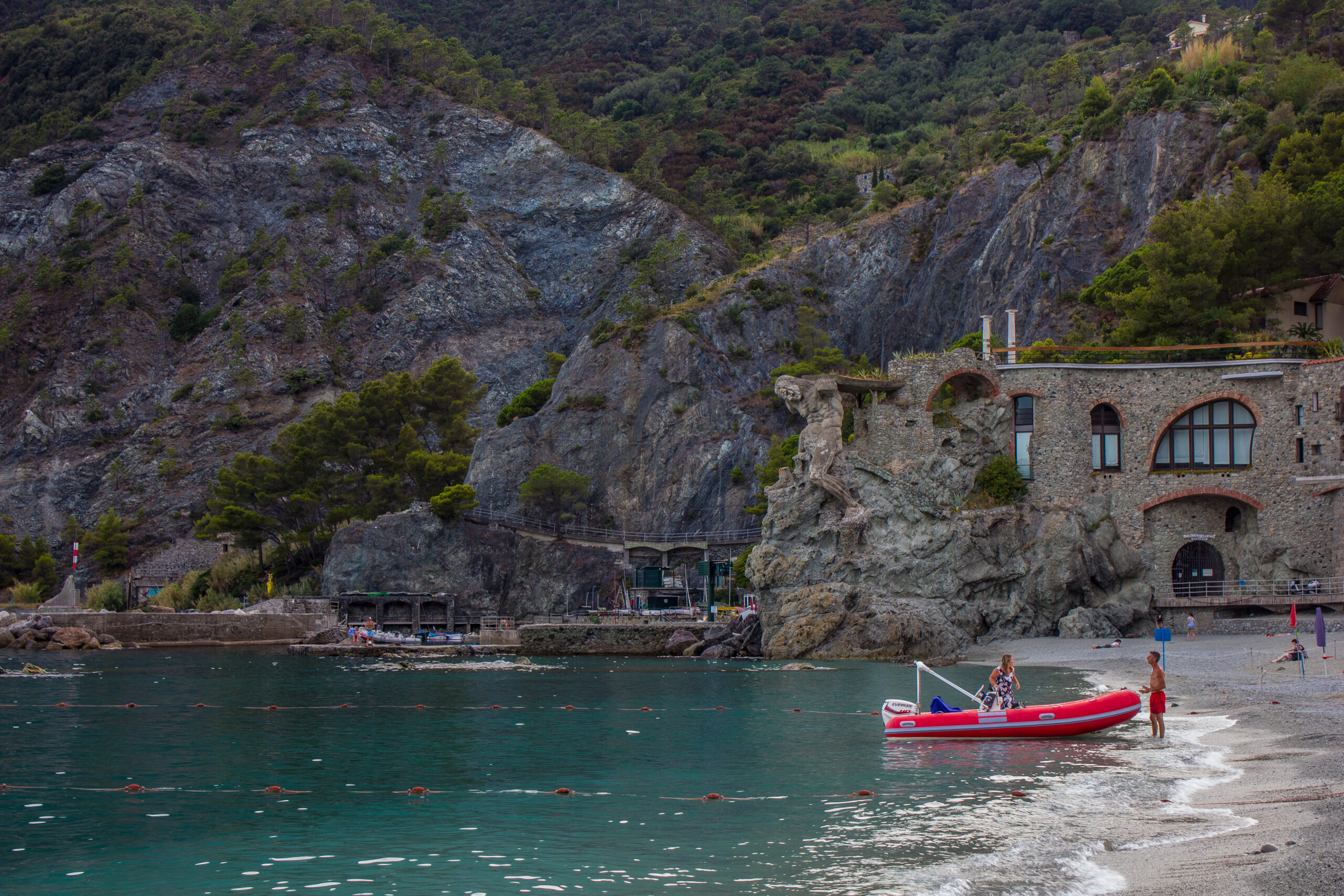View of one of Monterosso's more remote swimming areas. 
