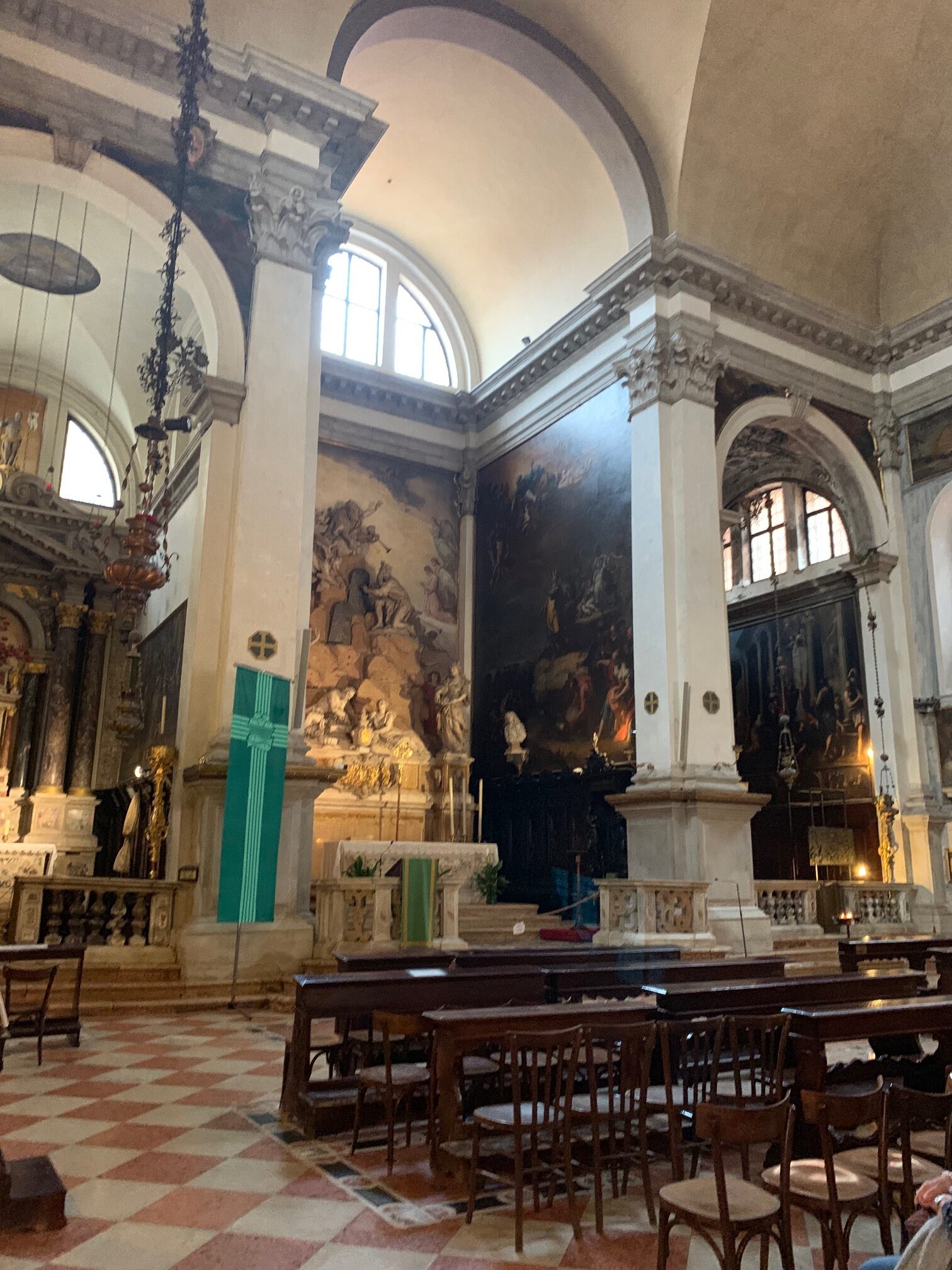 The pained murals inside the Frai church 