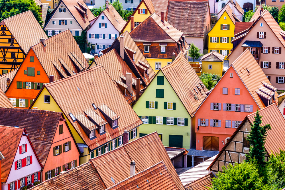 Famous old town of Dinkelsbuhl one of the small towns in Germany, You can see all the colored houses.