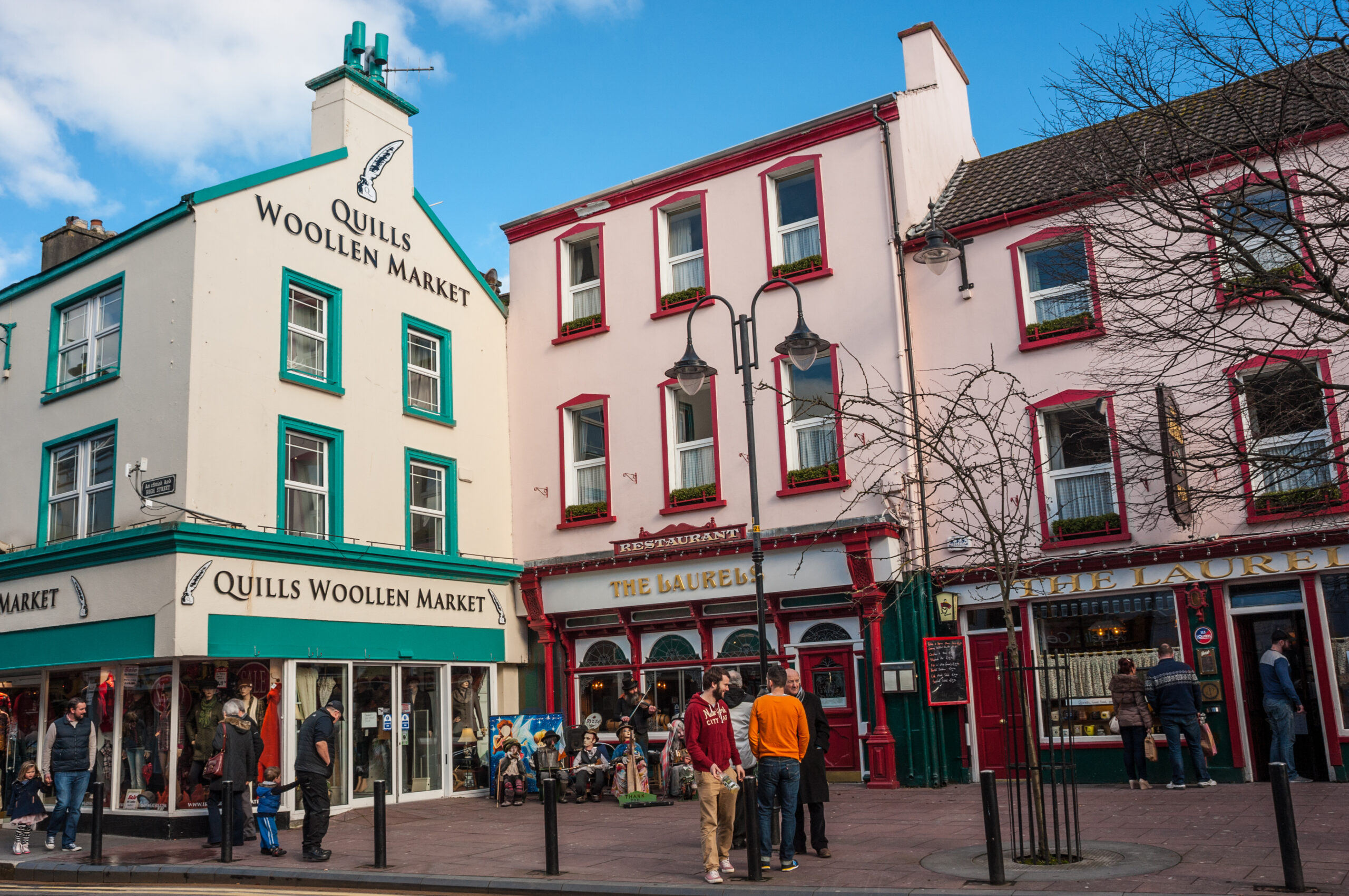 View of the colorful vintage inspired downtown of Killarney Ireland