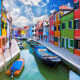 the colorful homes line the canals on the small island of Burano
