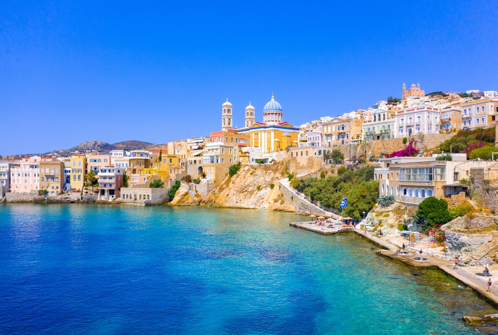Vaporia district of Ermoupoli town on Syros island. One of the best beach towns in Europe. 