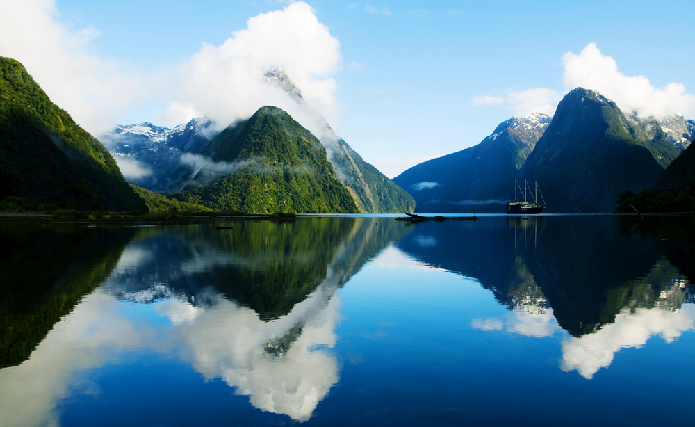 Milford Sound, Fiordland, New Zealand. One of the ounce in a lifetime destination. You can see the mountains rising from the sea. 
