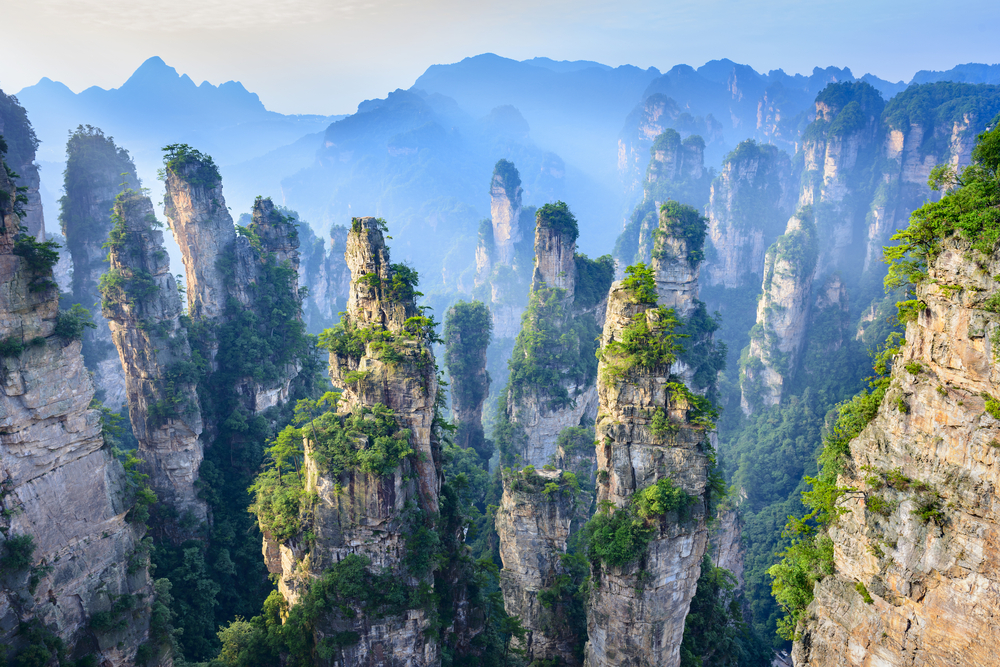 Landscape of Zhangjiajie. Taken from Old House Field. Located in Wulingyuan Scenic and Historic Interest Area which was designated a UNESCO World Heritage Site. One of the ince in a lifetime desinations. 