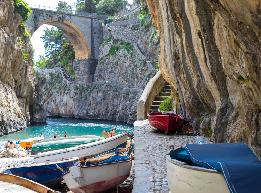 Fiordo di Furore is a beach under the bridge