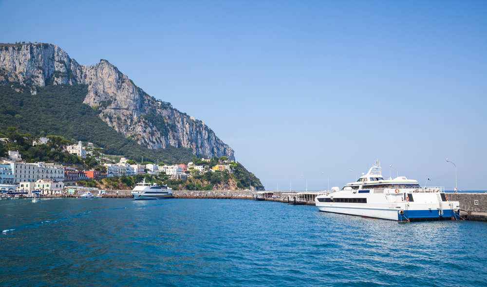the ferry at the dock in Capri