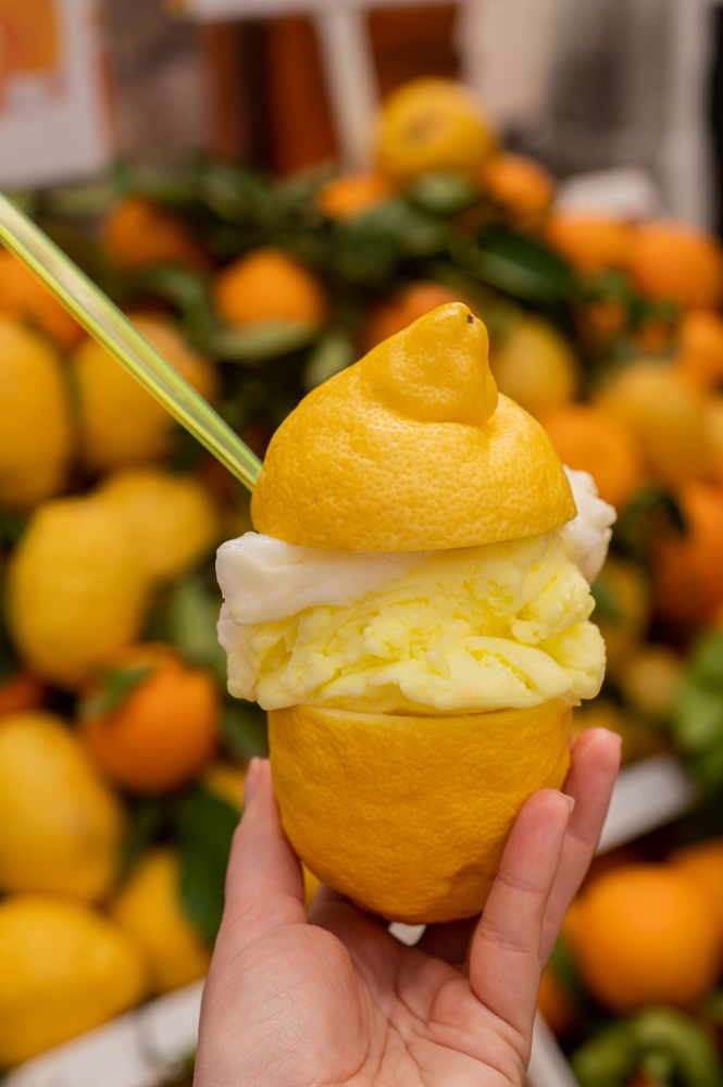 ice cream in a lemon of your choosing is a must as an afternoon treat in Amalfi Coast