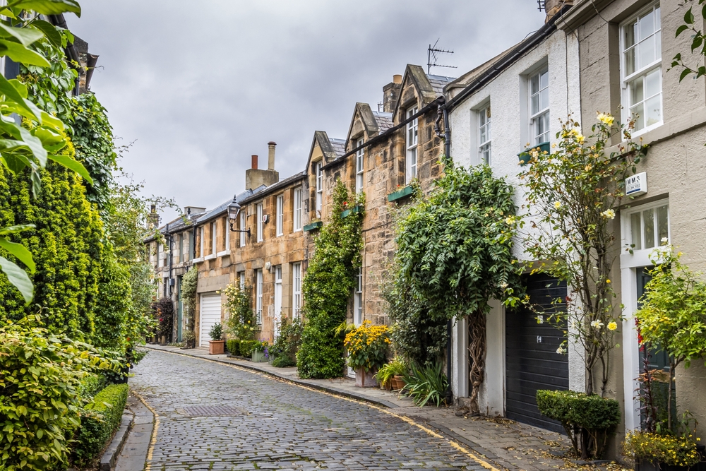 the picturesque architecture of the stone buildings in new town