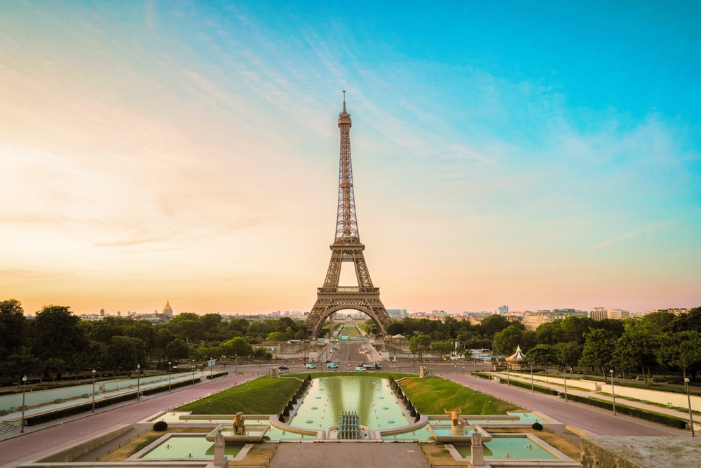 A long shot shows Paris, France, and the Eiffel tower standing tall: seeing things like this is possible when you know what things to buy from Amazon for Europe.