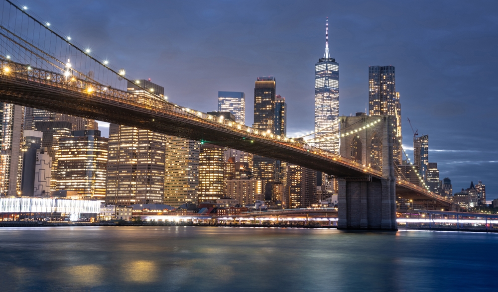 NewYork city skyline at Night, New York, United States of America. Article is about things to buy from Amazon for NYC.