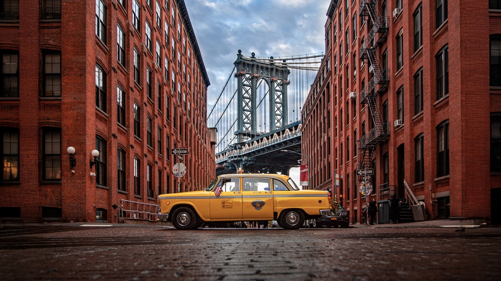 Brooklyn, bridge, vintage, Manhattan, Manhattan Bridge, taxi.