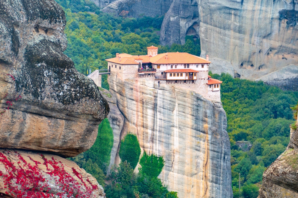 Cloister of Rousanou in Meteora in Greece. Article is about things to buy from Amazon for Greece.