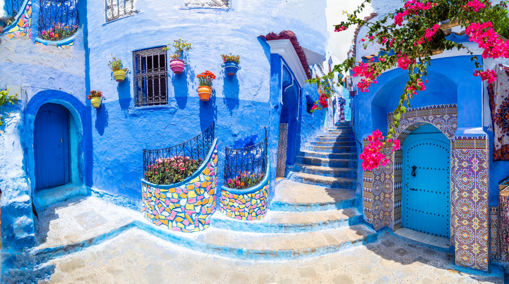 Amazing blue street and architecture of Chefchaouen, Morocco, North Africa