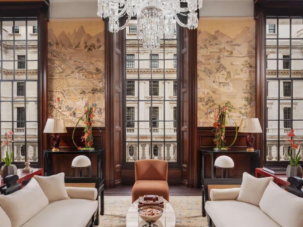 This hotel in London overlooks the city and has a historic yet unique vibe with its wide windows, and classic couches.