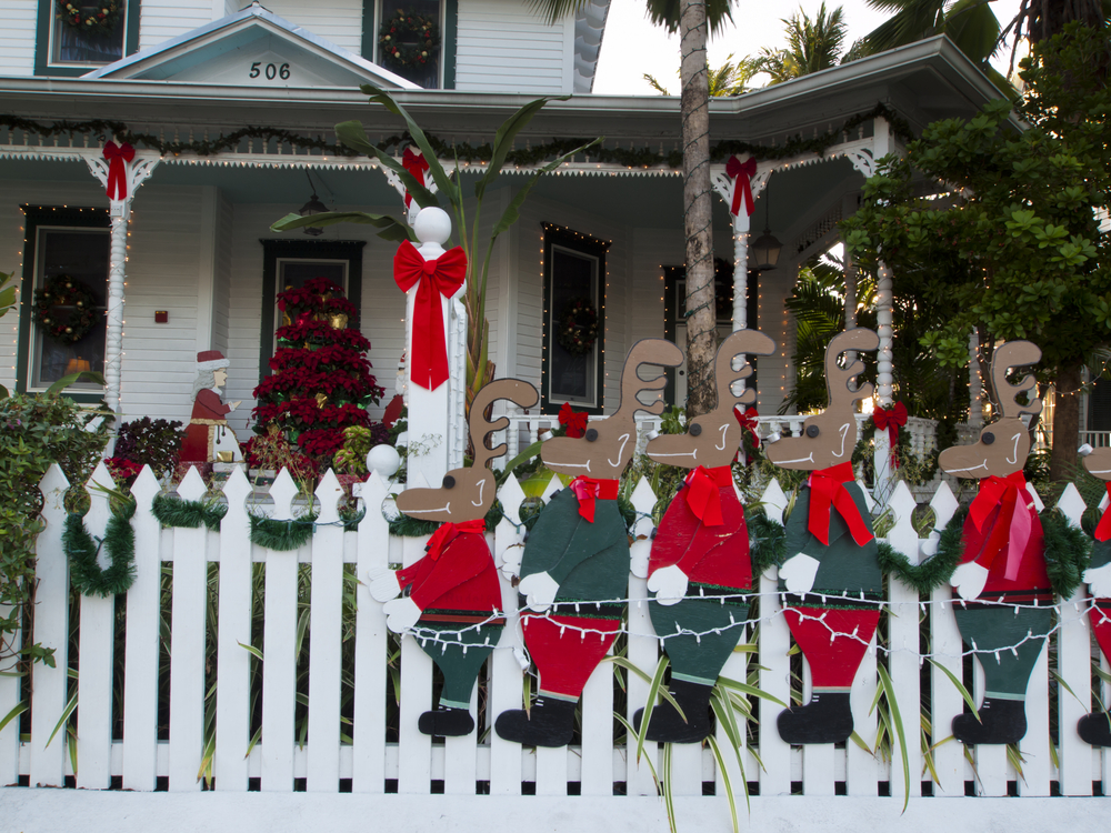 a house in Key West decorated for Christmas time