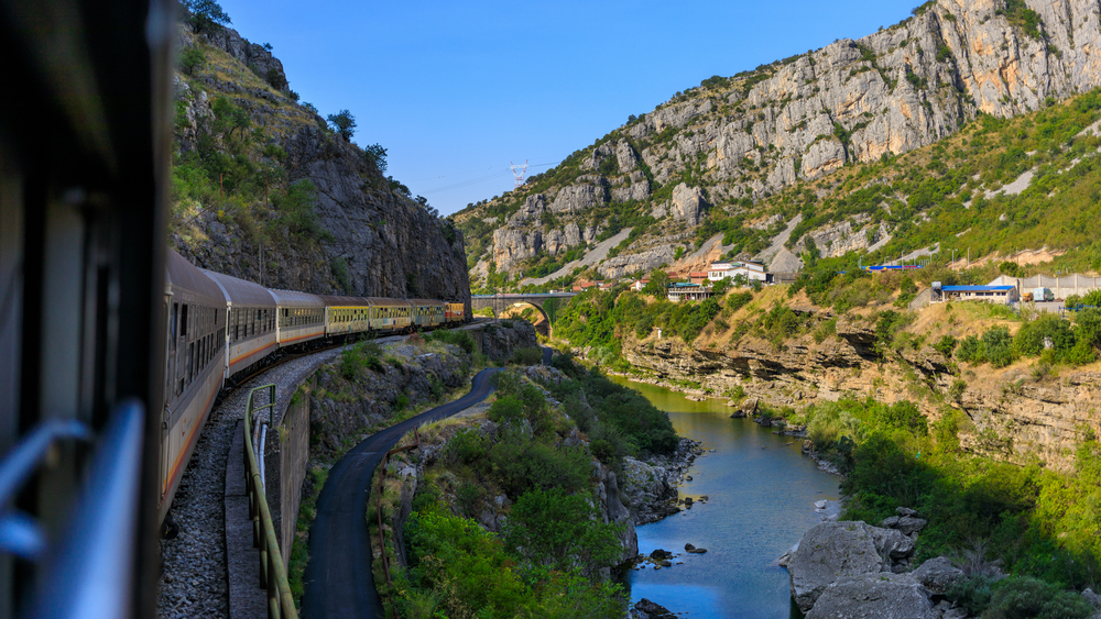 one of the most scenic train rides in Eastern Europe View from the train on the mountains in Montenegro