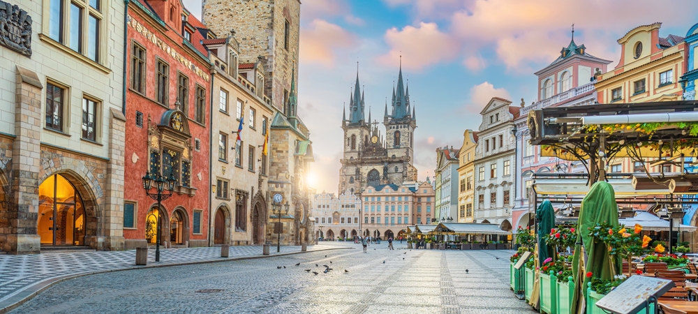 A street view of Prague captures central Europe well, with tall, iconic buildings, bright colors, and an openness to explore, marking it as one of the top iconic Europe Trips to Take in 2026. 